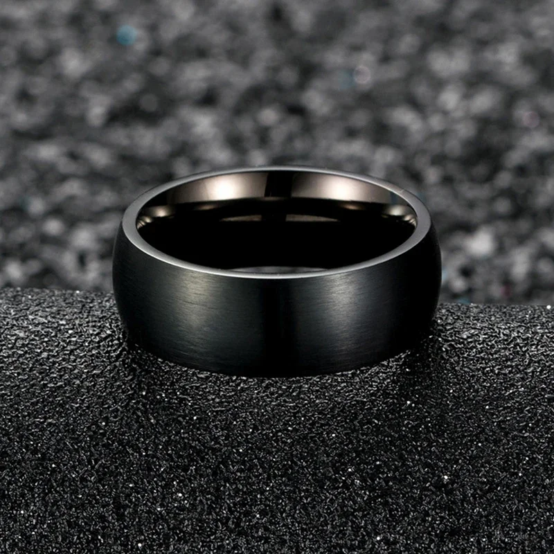Men Stainless Steel Rings Black Solid Simple Vintage Rings for Men Wedding Bands Christmas Party Jewelry