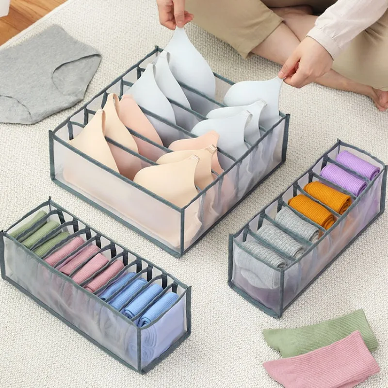

Mesh Drawer Organizer - Foldable Storage Box with Compartments for Underwear/Socks (Breathable & Space Saving Closet Solution)