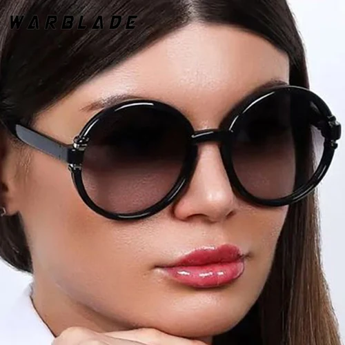 Gafas de sol con montura redonda de gran tamaño para mujer, anteojos de sol femeninos de marca de diseñador, para conducir al aire libre, de verano, UV400
