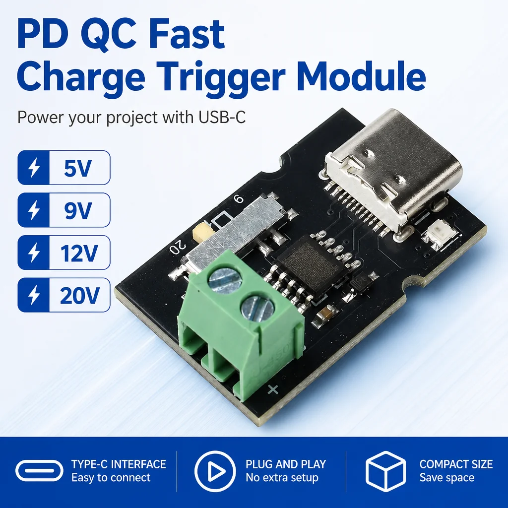 PD QC Protocol Decoy Module Type C 5V 9V 12V 20V Voltage Switch Board Color Led Indicator For Embedded Electronic Project