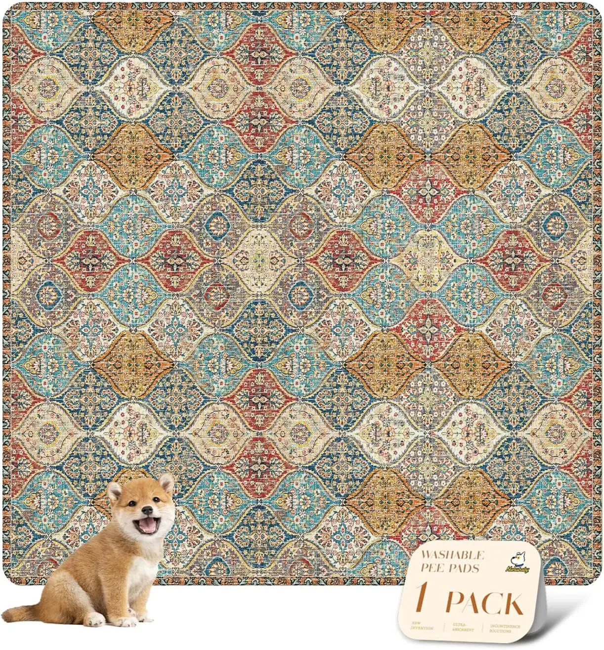 

Многоразовые моющиеся пеленки для собак, нескользящие, непромокаемые, для клеток и пола (кремовый/разноцветный, 72x72 дюйма)