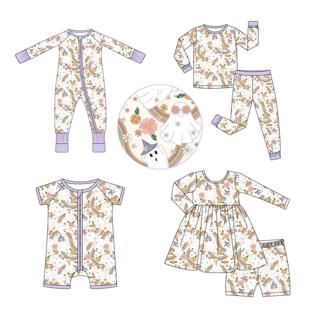 

Halloween Costumes Cartoon Ghost Print Long Sleeve Long Pants Set Romper Newborn Baby Clothes Kids Clothes