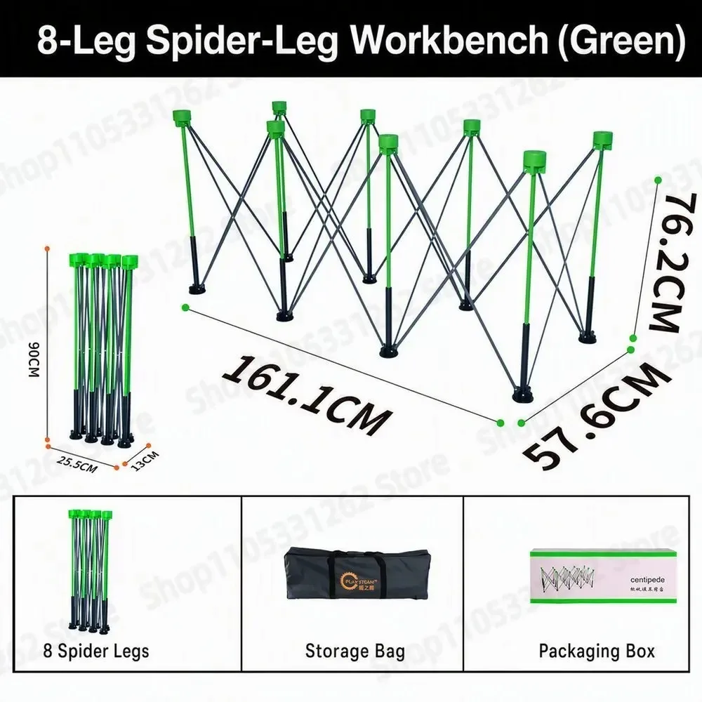 Heavy Duty Spider Workbench 6  8 Legs, Folding Stand for Full Board Cutting Quick No Tool Setup Woodworking Garage Support