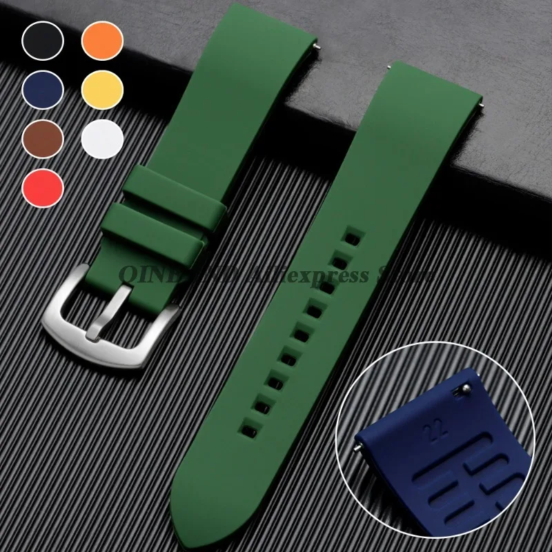 18/19/20/21/22/24mm for Seiko  for Rolex Water Ghost Silicone Watch Band Straps Silver Black Rose Gold Buckle Bracelet Wristbelt