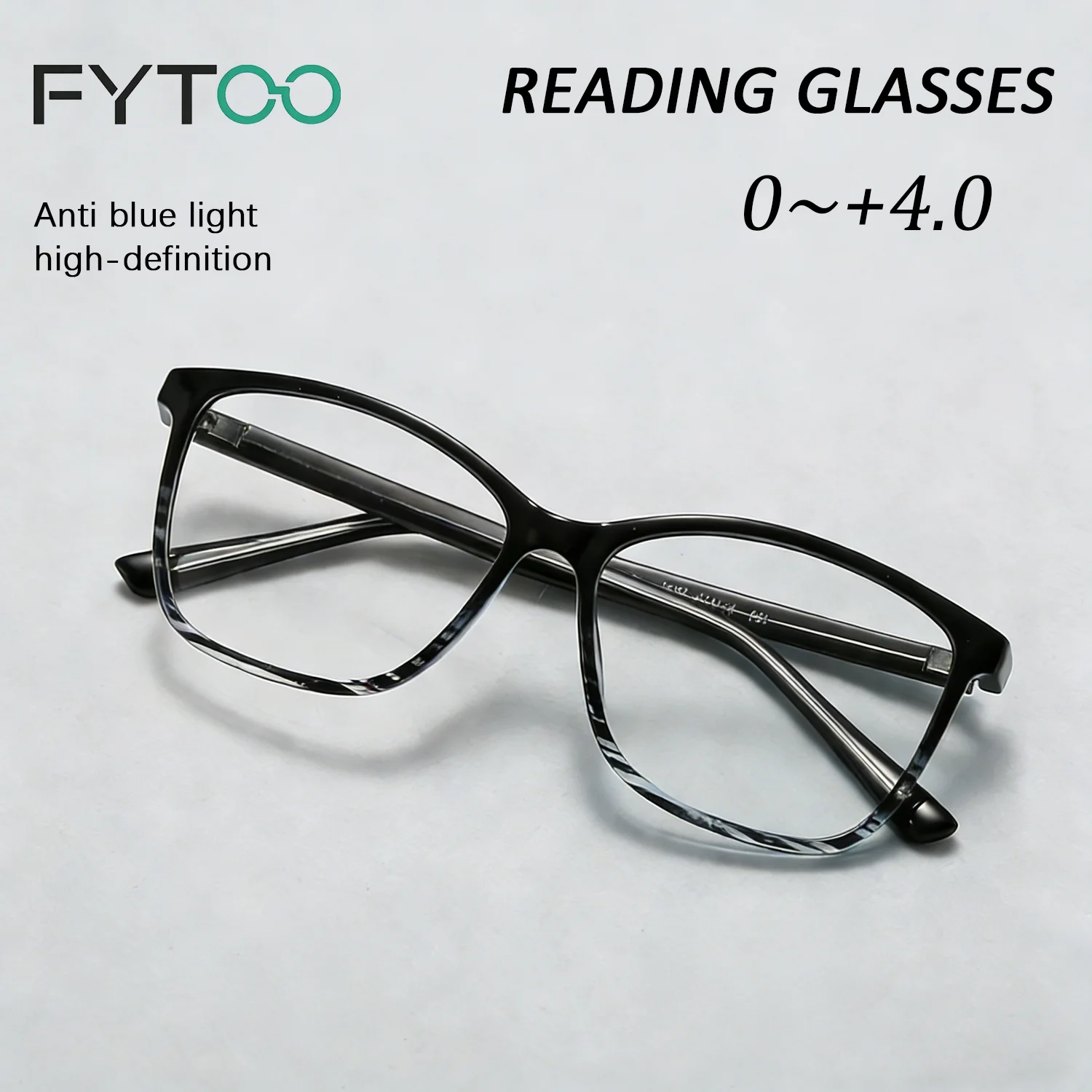 Fytoo anti blue light reading glasses, unisex black ultra light material reading glasses6387TH