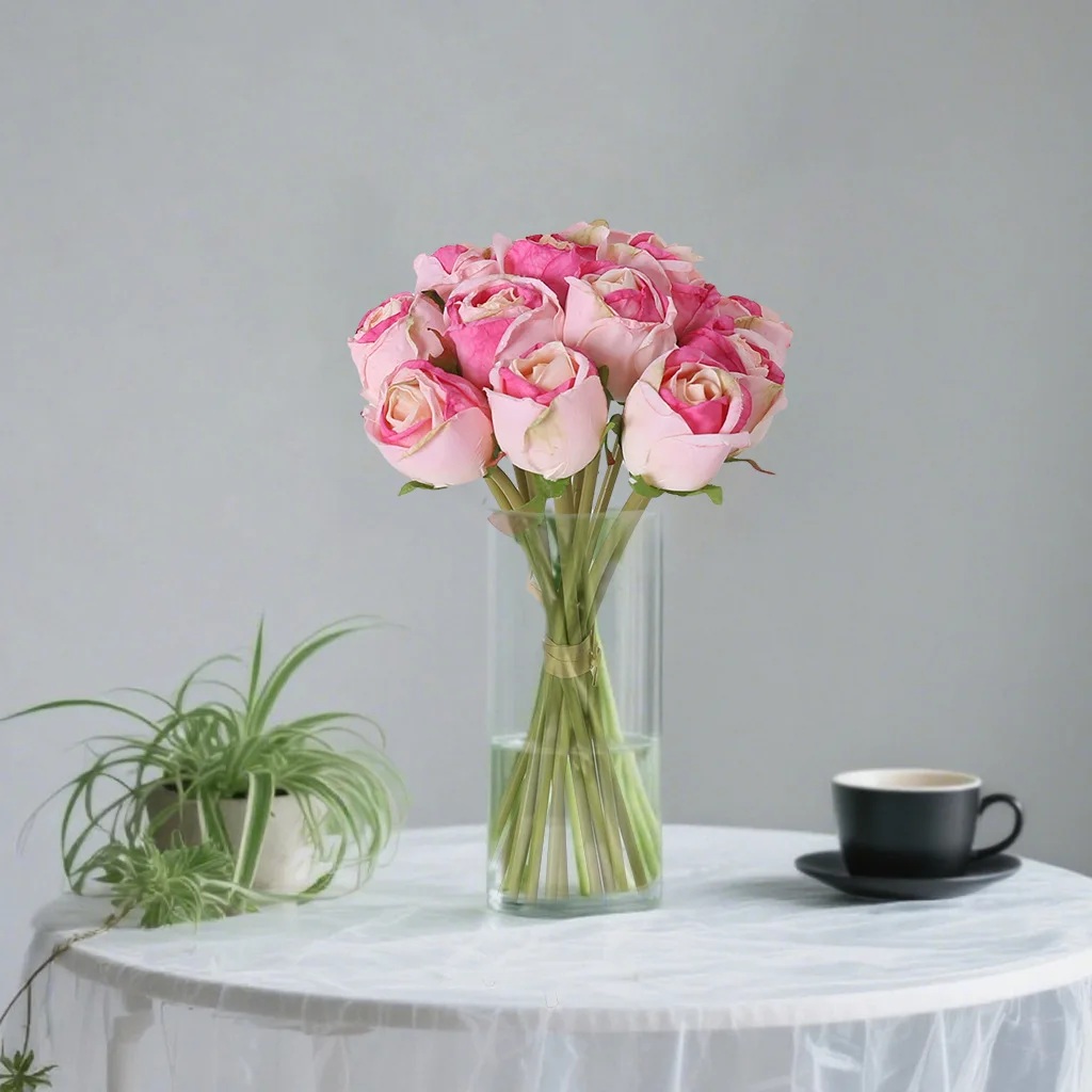 

Artificial Wedding Silk Fabric Burnt Edges Roses Bride's Hands Simulated Flowers Home Hotel Dining Table Decorations Roses