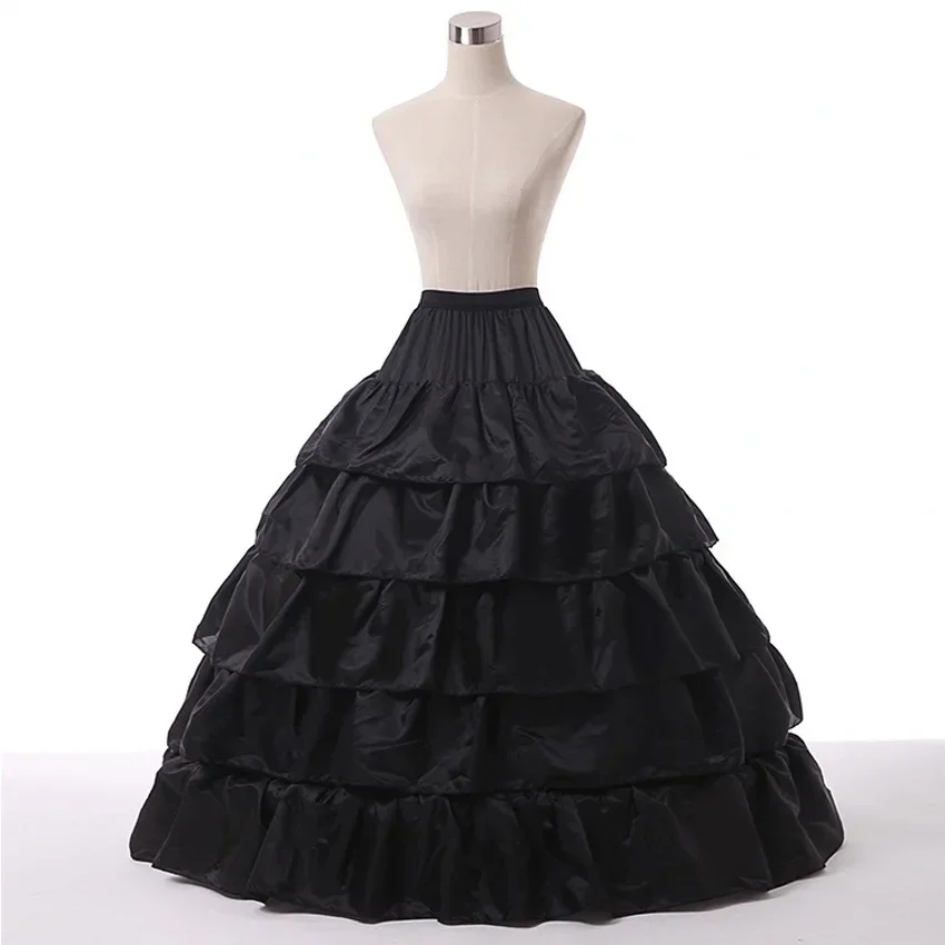 New A-line Long Petticoats For Floor Length Wedding Dress 4 Hoop Crinoline Ruffles Petticoat Underskirt