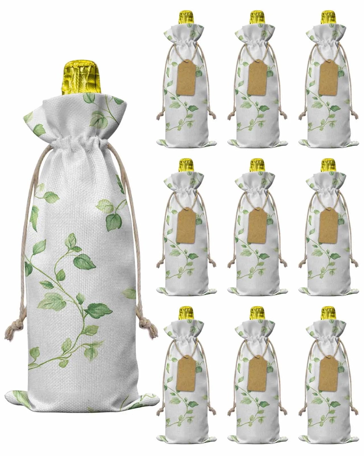 

10pcs Wine Bottle Covers Nature Leaves Vine Branches Wine Holder Carrier Packaging Bag Wedding Party Decor Gift