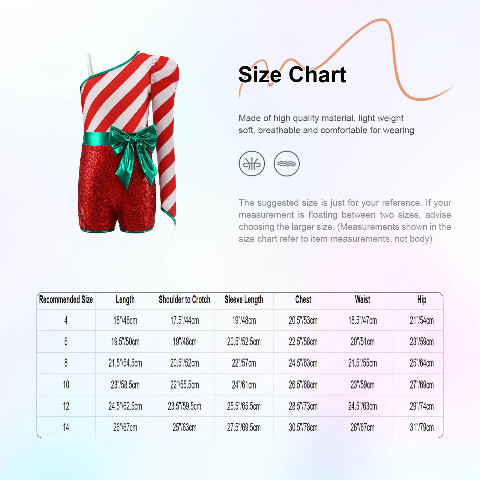 Costume natalizio per ragazze Costume da ballo con paillettes Costume da bastoncino di zucchero Vestito natalizio Tuta cosplay Spettacolo teatrale Carnevale Leoatrd