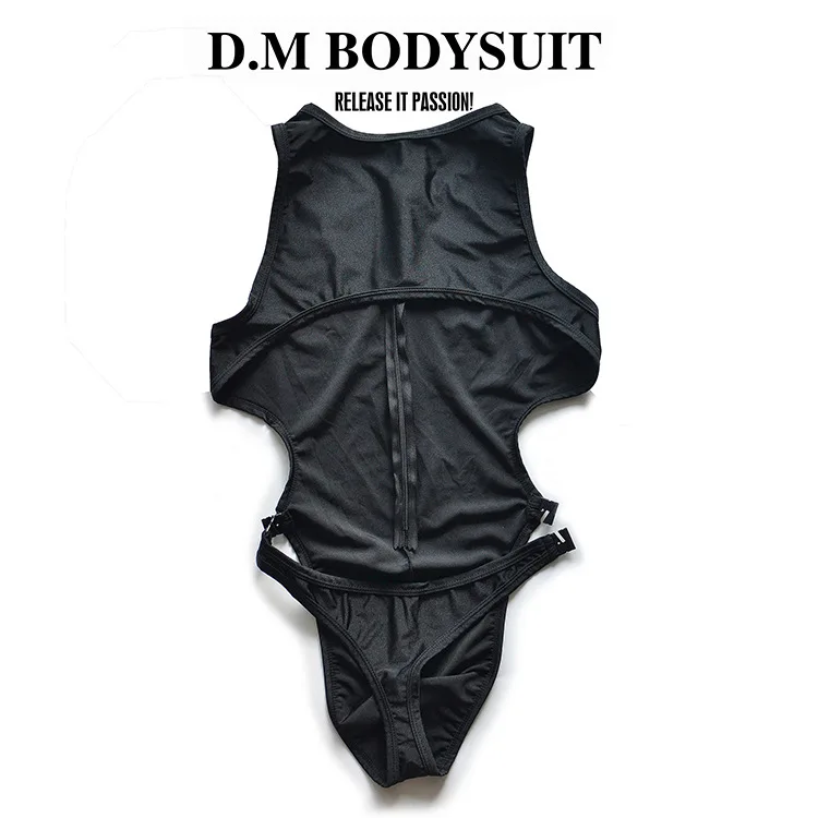 D. M suspender zipper shapewear jumpsuit thong suspender tight hollow personalized buckle