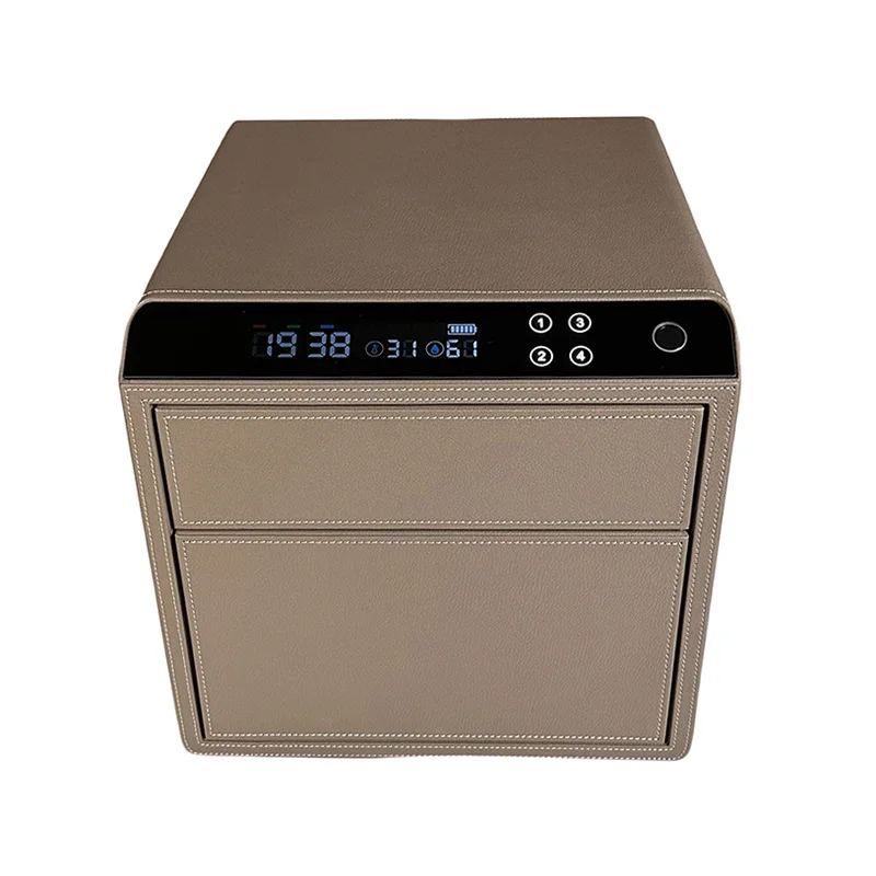 

Luxury Leather Smart Safe Box Drawer Safe Lock Box Cabinet Anti-theft Fingerprint Jewelry Box