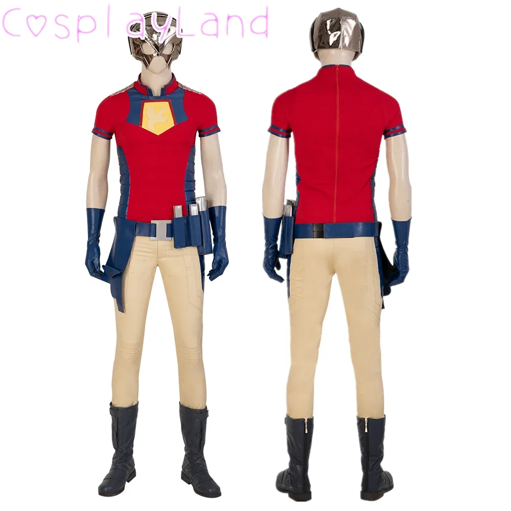 

Halloween Superhero Peacemaker Cosplay Costume Fancy Adult Men Suit Captain Christopher Smith Hero Outfit With Helmet Boots