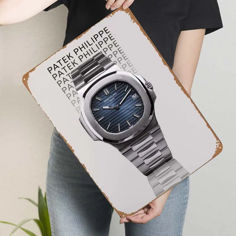 Patek Philippe Nautilus Tinplate Sign Watch Metal Poster Home Decoration Luxury Retro Metal Sign Plaque for Wall Art Decoration