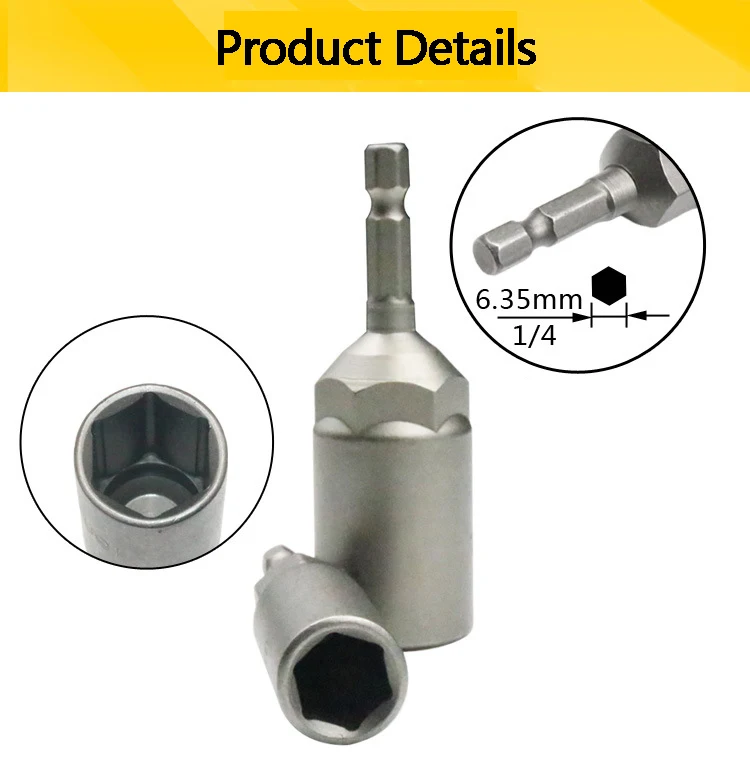 Hex Socket Sleeve Set Nozzles 5.5mm-19mm Nut Driver Set Power Screwdriver Handle Power Drills Impact Drivers Socket Wrench Tools