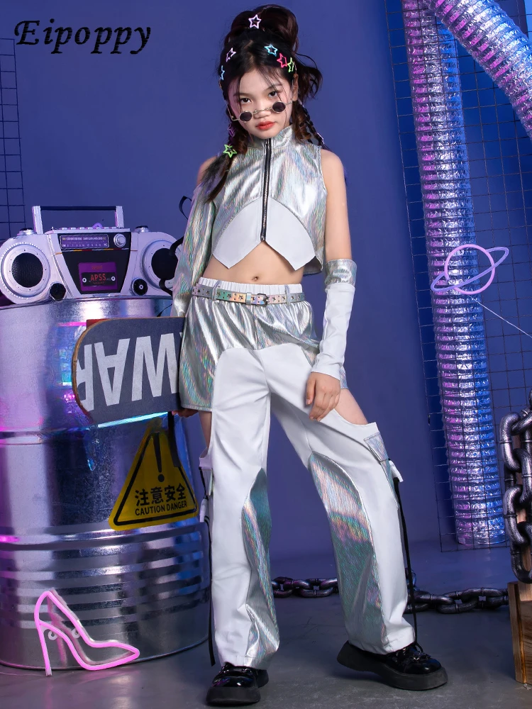 子供のtステージのクールなパフォーマンス服、ジャズダンススーツ、女の子のためのファッショナブルな服