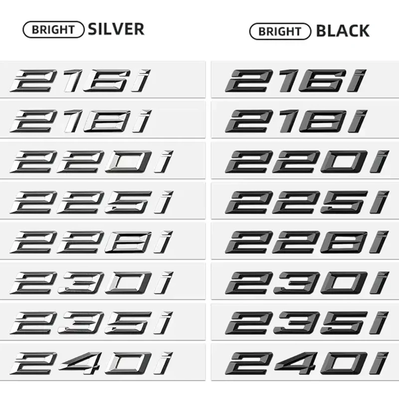 

Car Trunk ABS Chrome Letters Badge Emblem Decal Sticker For BMW 2 Series 216i 218i 220i 225i 228i 230i 235i 240i F22 F23 F45 F46