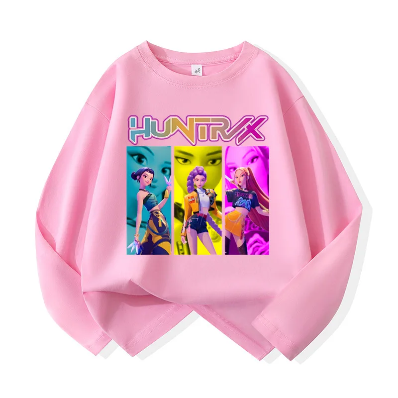 

K-Pop Anime Cartoon Printed Children'S T-Shirt Loose Long Sleeved Spring Autumn Casual Fashionable Cross-Border Kids' Clothing