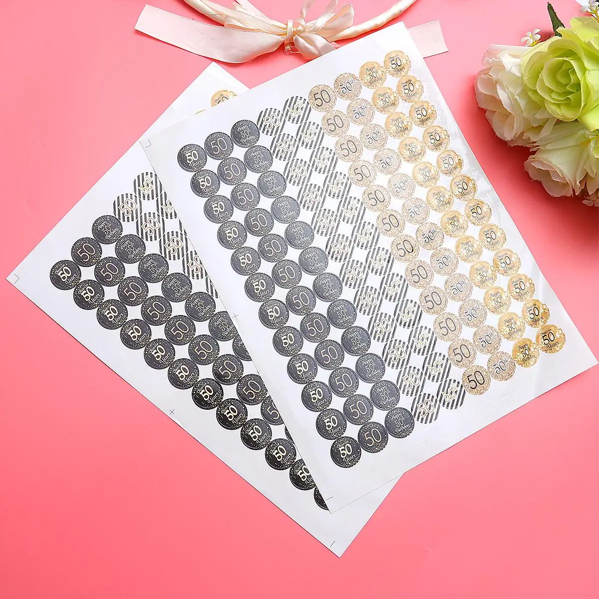 2 แผ่นสติกเกอร์วันเกิดจํานวนตกแต่ง 50th Happy Party Letter ฉลองครบรอบอุปกรณ์โฟลเดอร์ป้าย