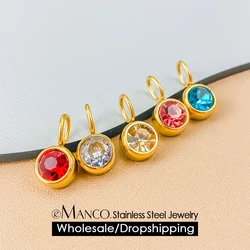 eManco Birthstone Pendant 12 Color Month Zirconia Necklace Color Stone Accessories Birthday Gift