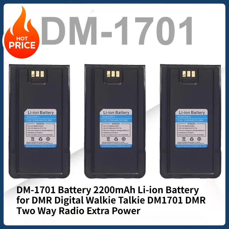 DM-1701 Battery 2200mAh Li-ion Battery for DMR Digital Walkie Talkie DM1701 DMR Two Way Radio Extra Power