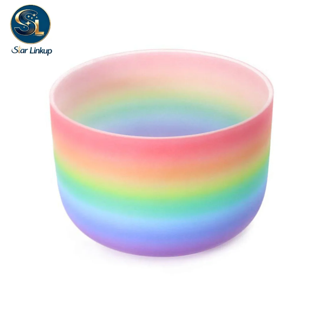 6-12 inch Rainbow Crystal Singing Bowl 432hz/440hz Yoga Meditation Chakra Sound Bowls Musical Instrument for Energy Healing
