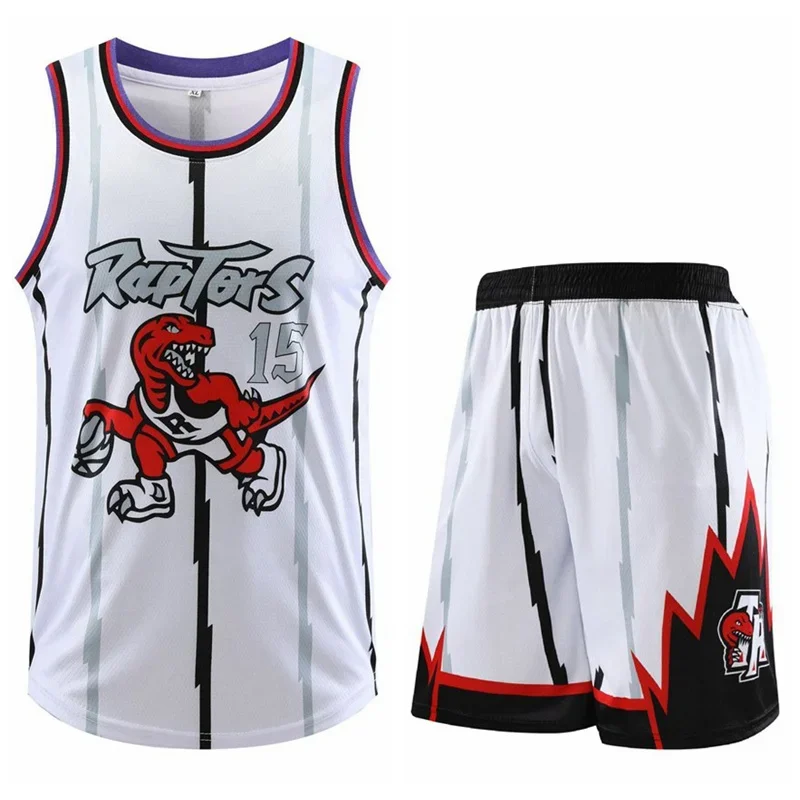 Classic Basketball Sleeveless Jersey Shorts 3d Printed Pattern Toronto Raptors Basketball Sleeveless Jersey Set Outdoor Sports