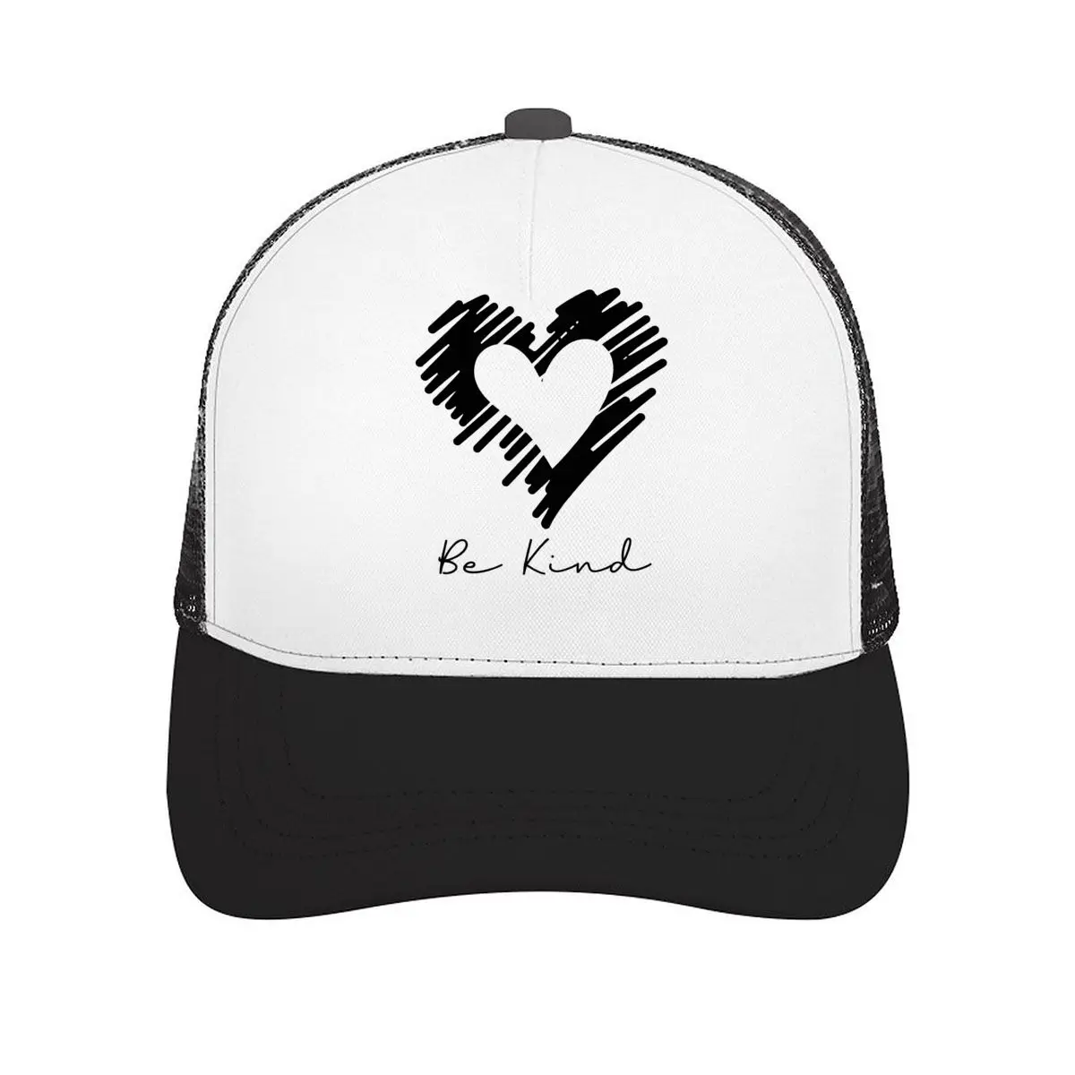 Be Kind Heart Handwritten Graphic Mesh Baseball Cap Casual Hat Outdoor