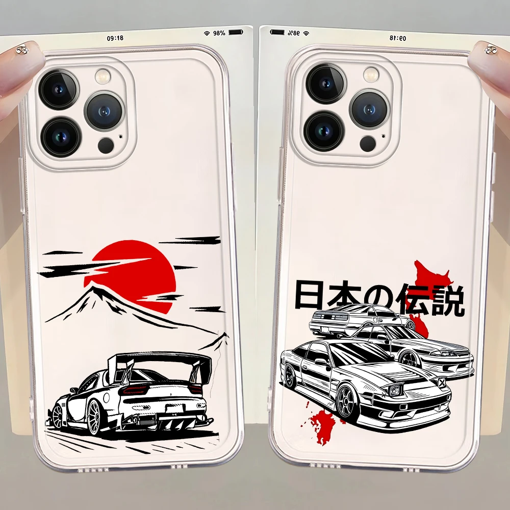 

Case for iPhone XR 16 15 14 Plus 16e 12 Mini 7 8 13 12 11 Pro MAX Soft Cover Sports Racing JDM Drift Car