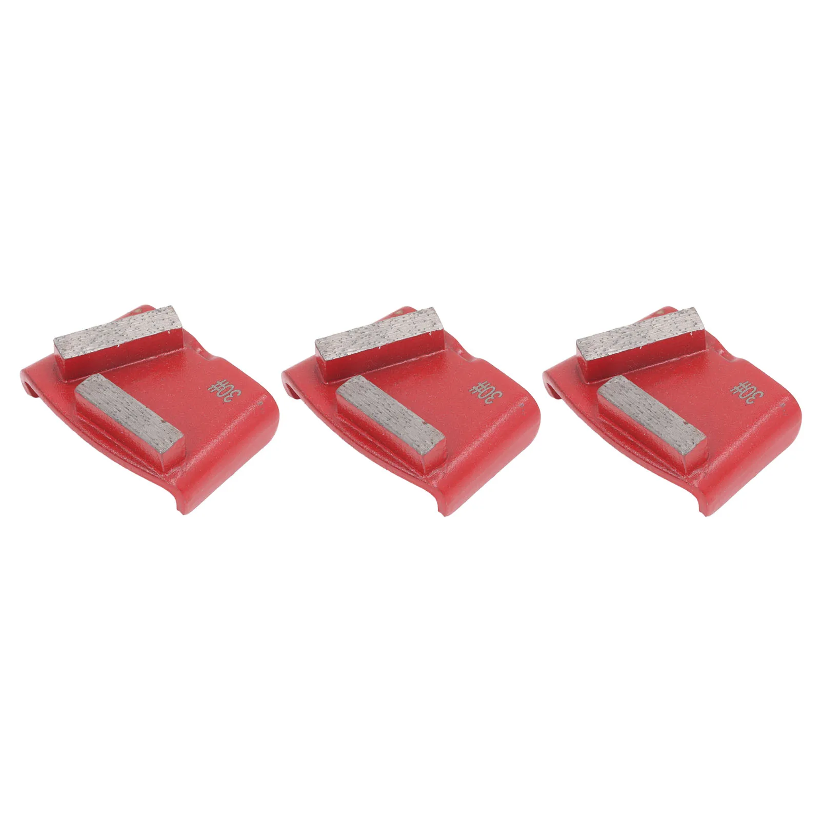 3Pcs Diamond Grinding Shoes Red Trapezoid 2 Long Teeth 30 Grit Concrete Floor Grinding Tool for Polishing Surface Preparation