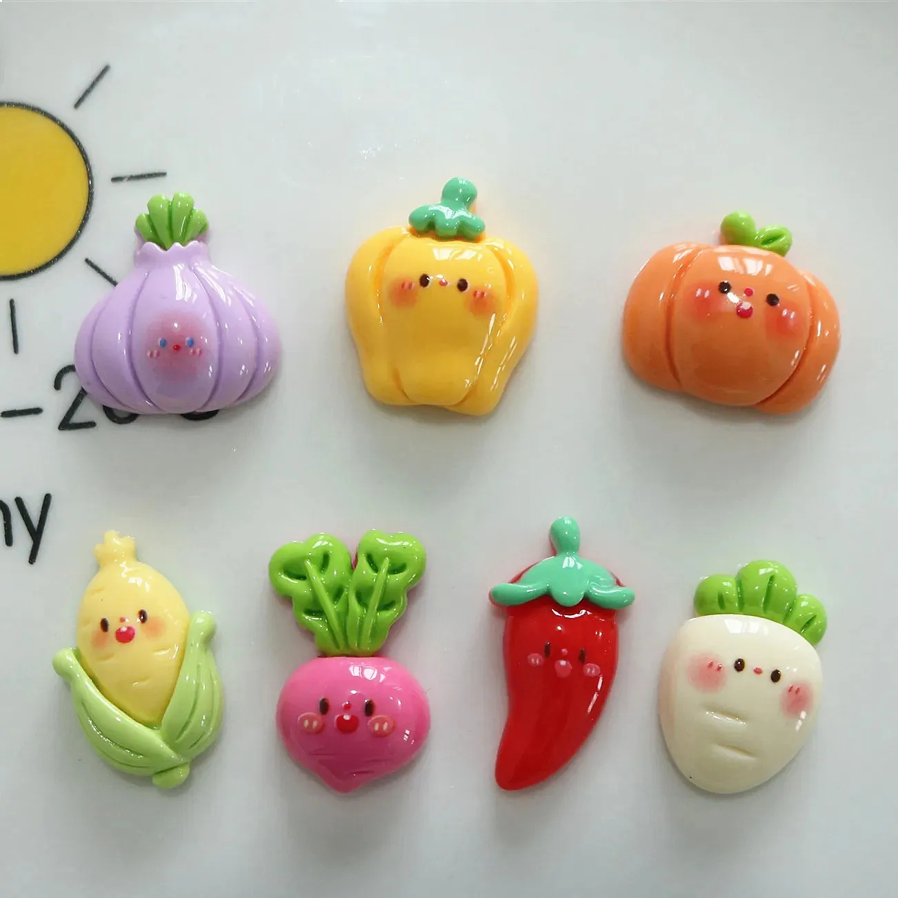 100pcs Cute Resin Vegetable Corn Carrot Flatback Miniature DIY Hairpin Keychain Scrapbook Dollhouse Decor