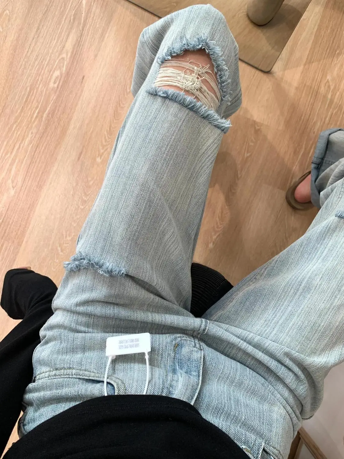 Jeans Gat Blauw Vrouwen Design Hoge Taille Vintage Straight Baggy Denim Broek Streetwear Amerikan 2024 Nieuwe Mode Wijde Pijpen Broek