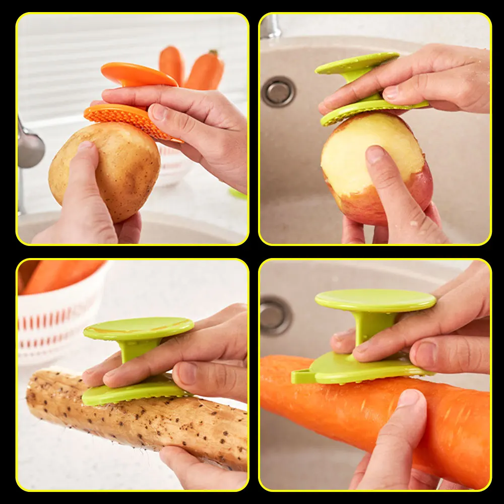 Silicone World Multifunctional Double-Sided Cleaning Plane Peeler Fruit and Vegetable Cleaning Brush Scraper Kitchen Tools