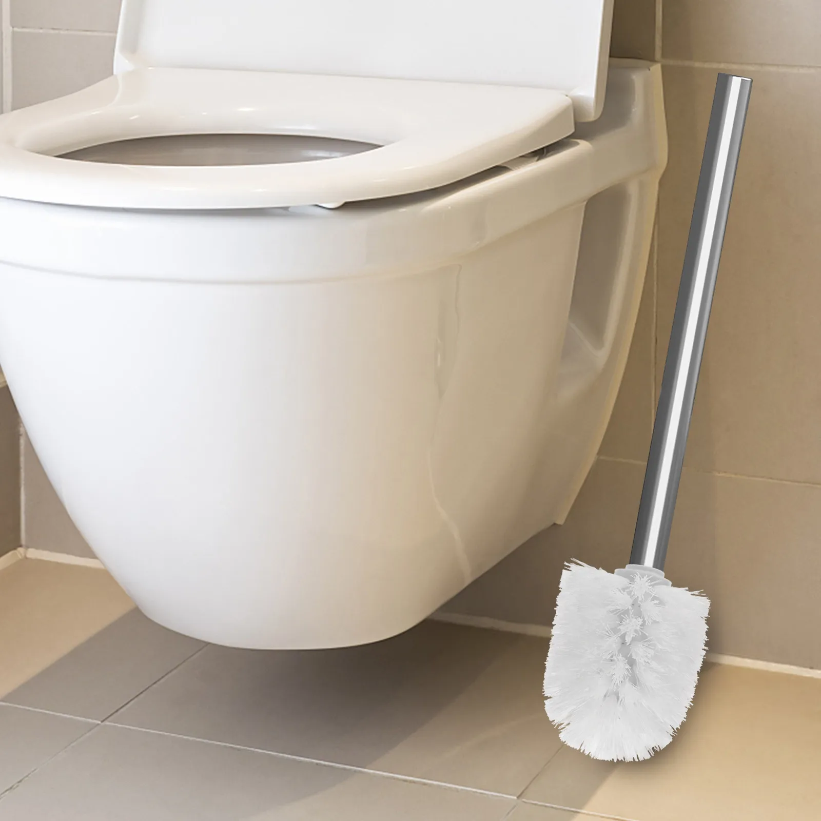 2Pcs Toilet Brush Replacement Heads Slim Profile Stiff Bristles for Hard to Reach Areas Toilet Bowl Brush Refills Universal Fit
