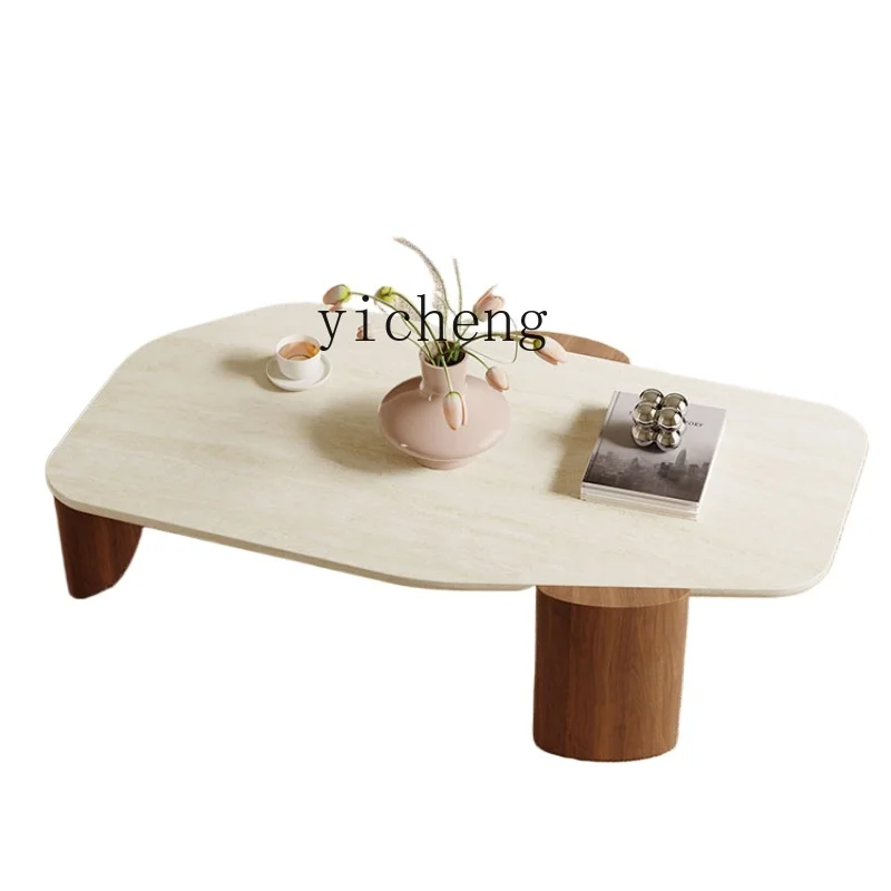 

ZF Solid Wood Tea Table Living Room Small Apartment Home Chinese Style Natural Cave Stone Shaped Tea Table