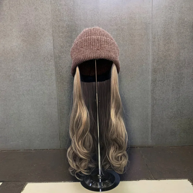 شعر مستعار مجعد طويل من ويلاي للإناث ، قبعة محبوكة ، غير مرئية ، قابلة للفصل ، اصطناعية ، موديلات ، للخريف والشتاء