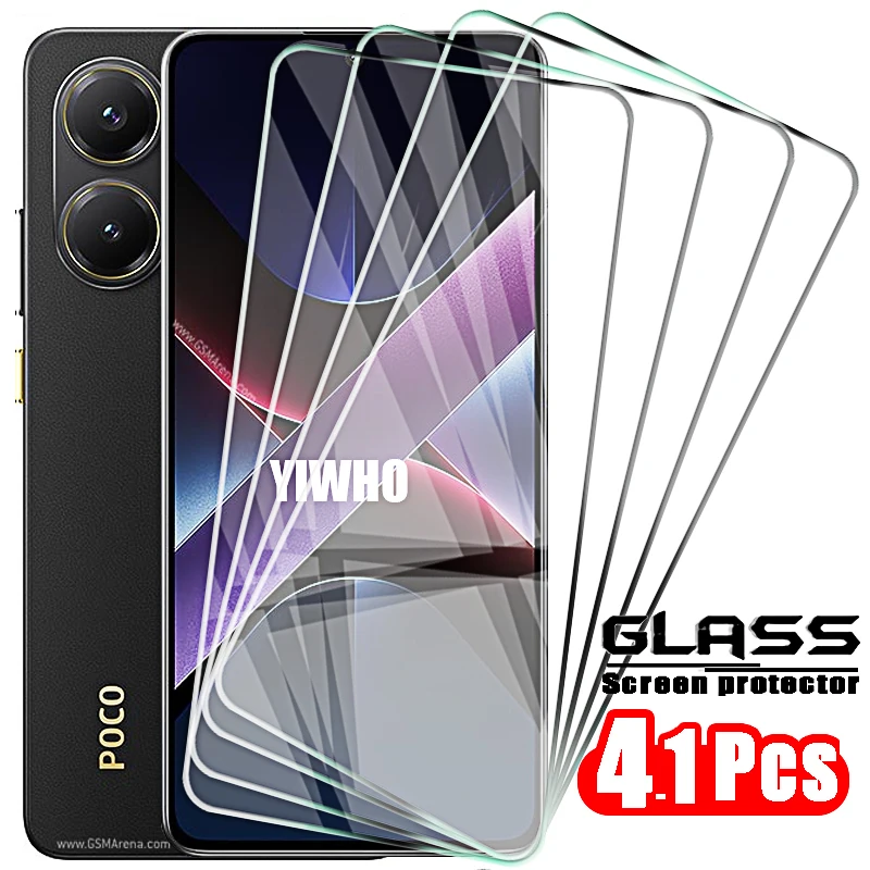 4-1 قطعة الزجاج المقسى ل Xiaomi Poco X7 Pro X6 X5 X4 X3 حامي الشاشة على Pocco Poxo X7pro X 7 6 5 Pro طبقة رقيقة واقية أمامية