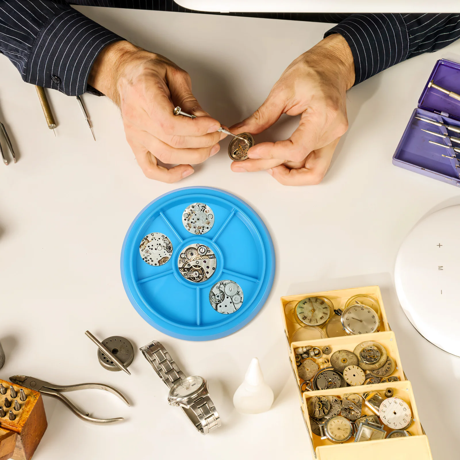 Watch Parts Storage Tray Dome Shape Dust Cover Box for Movement Holder Watchmaker Tools Organizer Watch Movement Holder