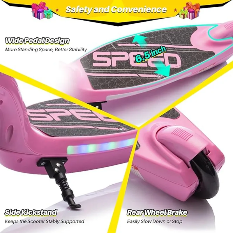 Hulajnoga elektryczna dla dzieci w wieku 6+ Hulajnoga Boost z regulacją prędkości i wysokości Jazda na hulajnogach dla dzieci z szerokim pedałem i antypoślizgowym uchwytem