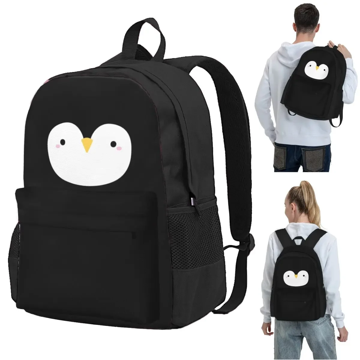 Cute Little Penguin Face Backpack Student BookBag Children School Bag Laptop Shoulder Bags for Men Women