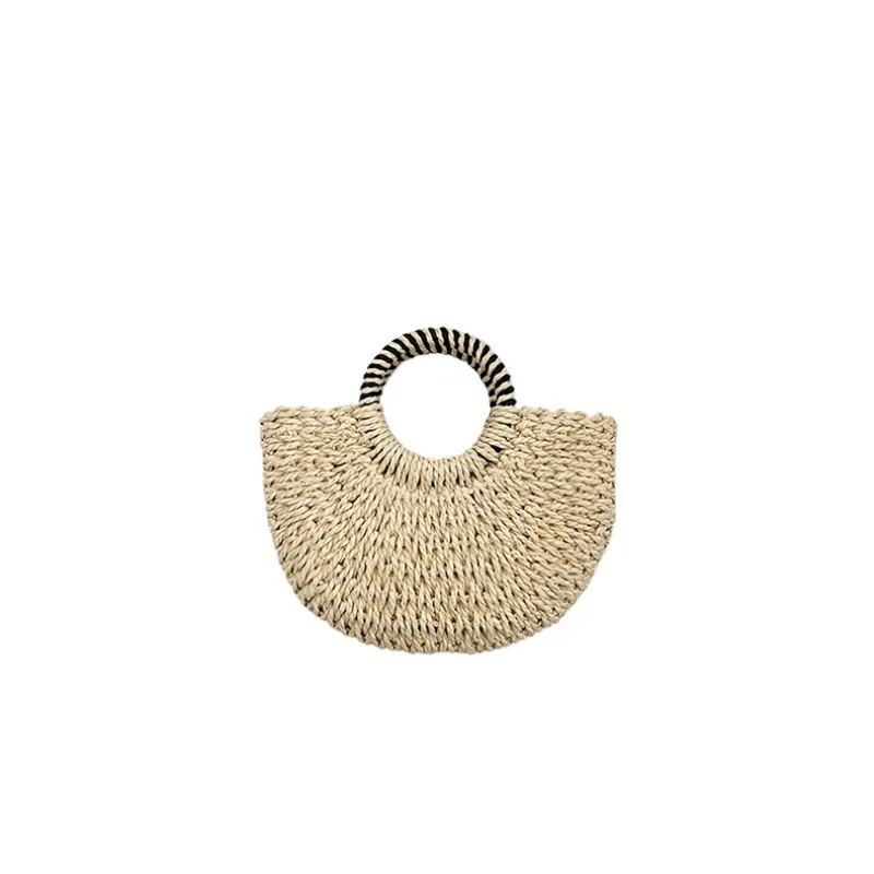 

Summer Design Seaside Vacation Beach Bag 2026 New Sense Versatile Women's Handbags Fabric Solid Color Hollow Out Top-Handle Bags