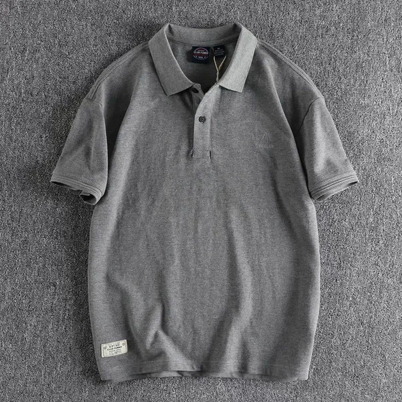 

Pop American Retro Embroidered Solid Color Pearl Mesh Men's Polo Shirt Summer Large Size 300 Catties Versatile Lapel T-shirt Tre