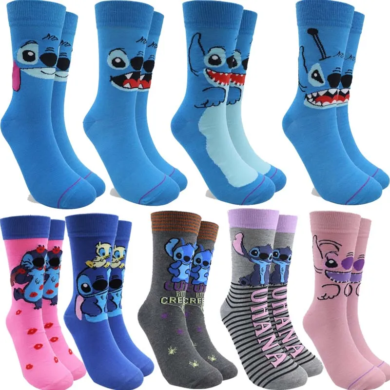 

disney Stitch Mid-calf Socks Polyester Socks Trendy Versatile anime Socks Sweat Wicking Odor Resistant Comfortable Casual Sock