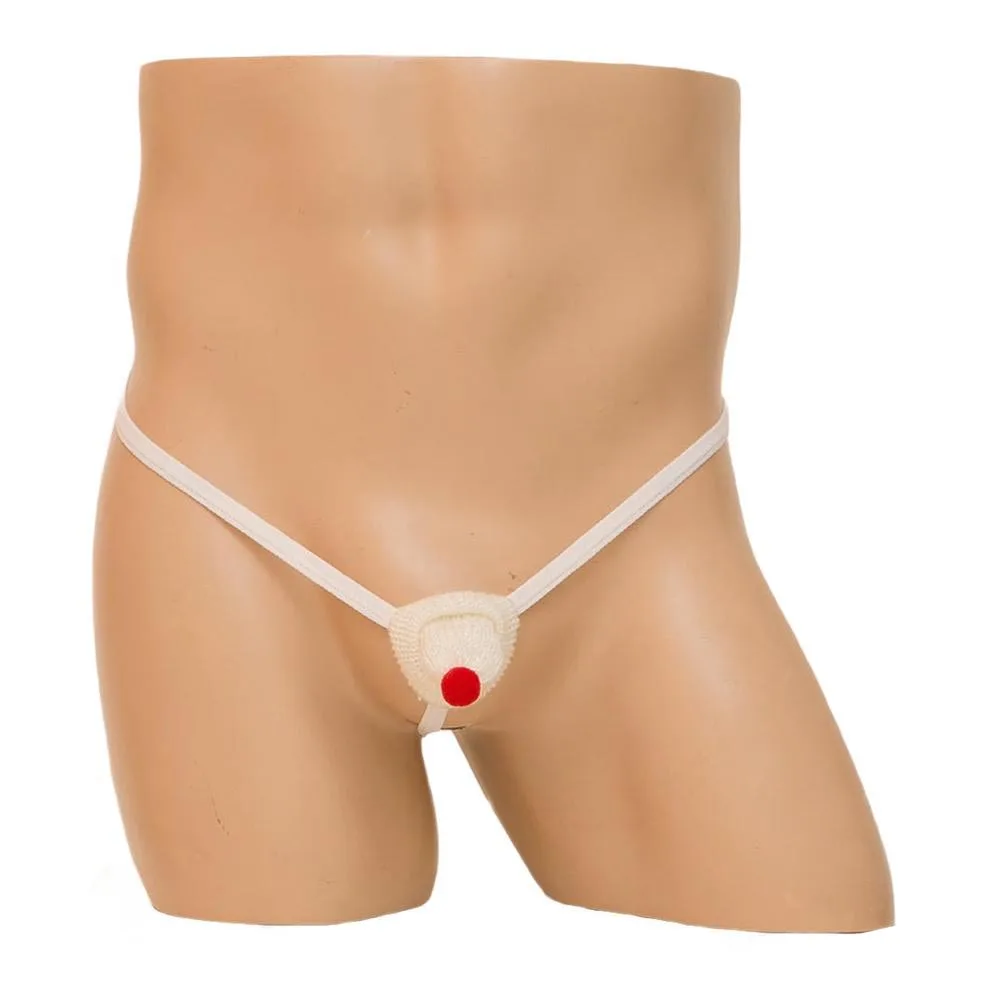 1 قطعة الرجال الديك عيد الميلاد قبعة مثير G-سلاسل T-الظهر Crotchless السروال منخفضة الخصر ملابس داخلية جيدة التهوية مريحة ثونغ