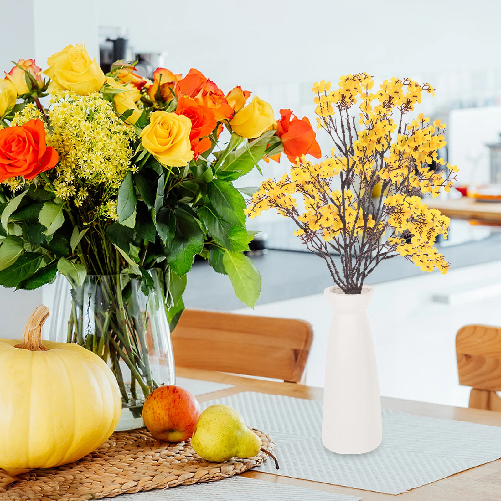 

24Pcs Fake Fall Flowers Realistic Simulated Autumn Blossom Branches Easy Arrange Home Decor Indoor Outdoor Floral Design Element