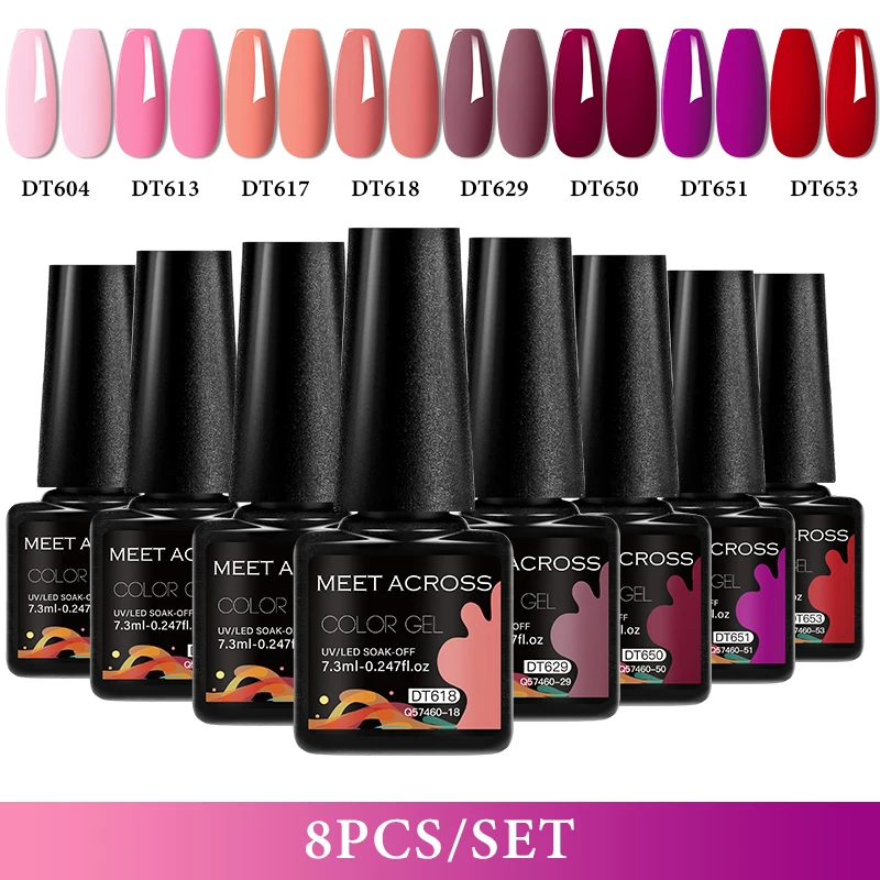 8 قطعة ألوان بريق جيل طلاء الأظافر مجموعة شبه دائم نقع قبالة الأشعة فوق البنفسجية مانيكير جيل للأظافر طويلة الأمد السائل مانيكير الورنيش #3