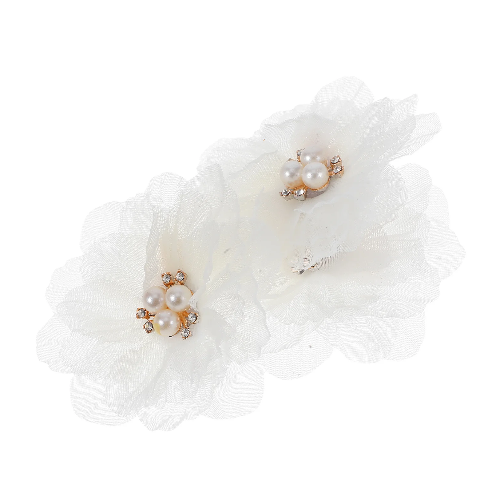 

3pcs Flower Hair Clips Girls Kids Pearl Decorated Hairpins For Straight Curly Ponytail Braided Hair Flower Barrette Clip Hairpin