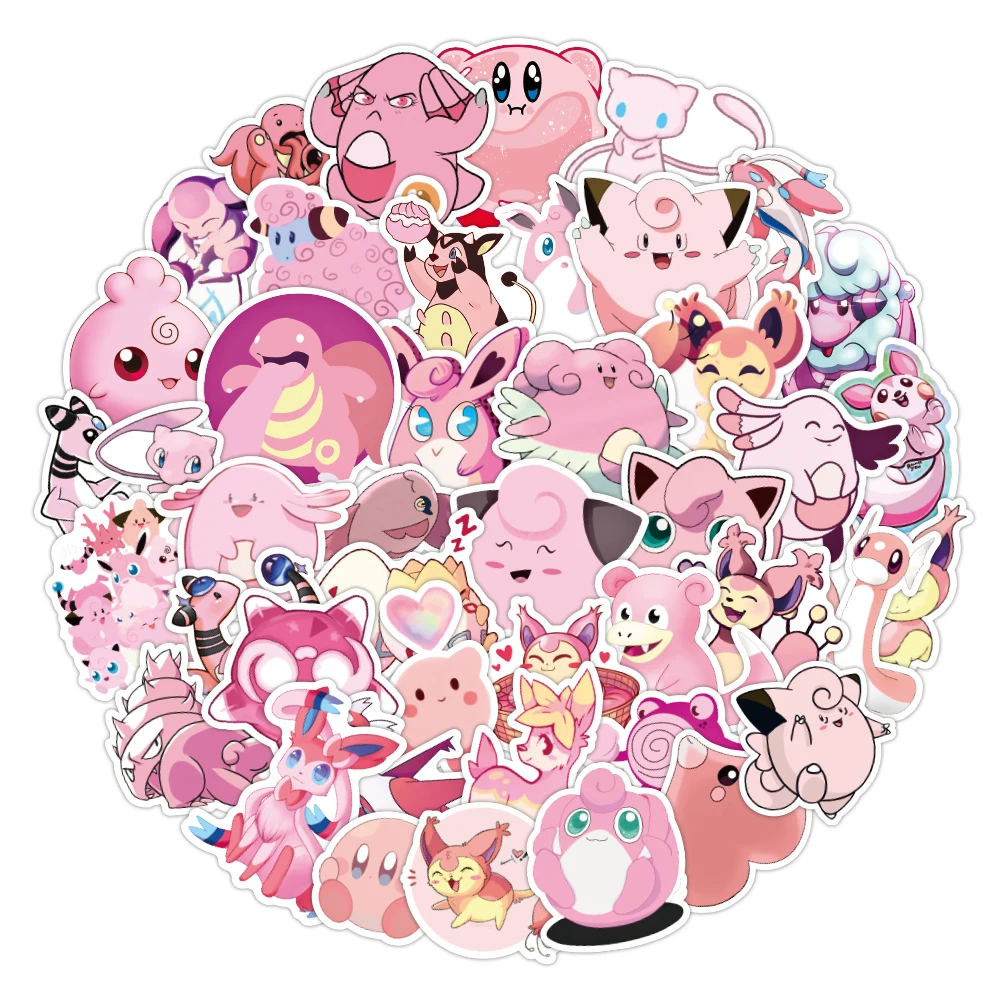 10/30/50PCS Pink Style Pokemon Anime Game Stickers Car Motorcycle Travel Luggage Guitar Fridge Laptop Classic Toy Kawaii Sticker