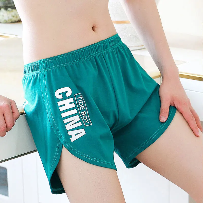 Fashion Loose Men\'s Underwear 100%Cotton Soft Mid Waist Arrow Pants Breathable Underpants Boys Large Size Boxer Shorts Sleepwear