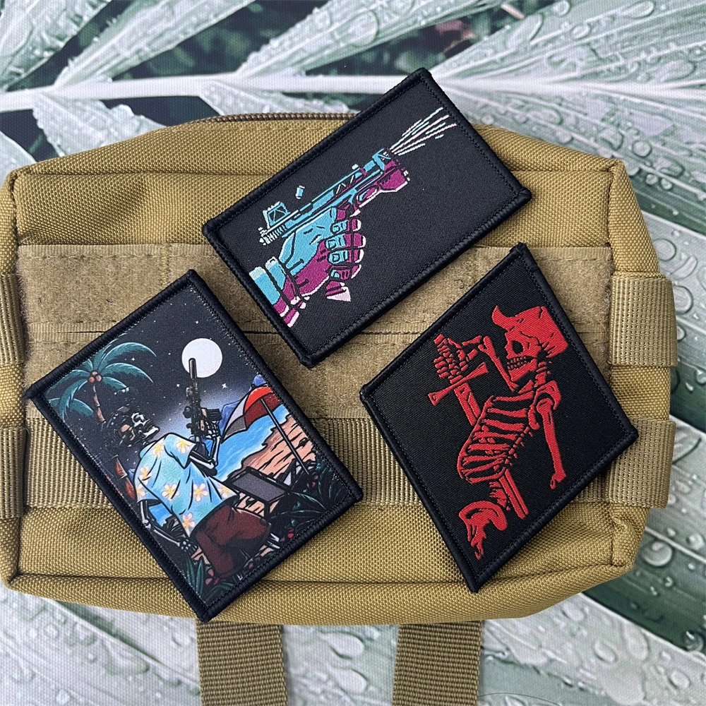 

Task Force Doomer Cyber Blaster TFD Morale Badge Printed Patches Tactical Red Skeletal Army Military Stickers