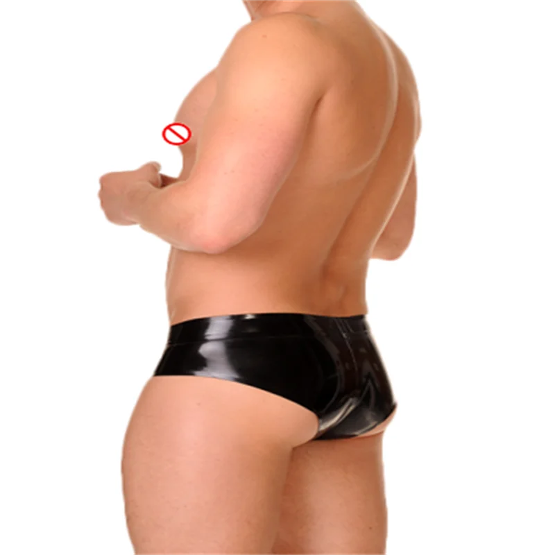 Latex Briefs Panties with Crotch Zip Shorts Rubber Underwear Handmade Sexy Fetish for Men Customize